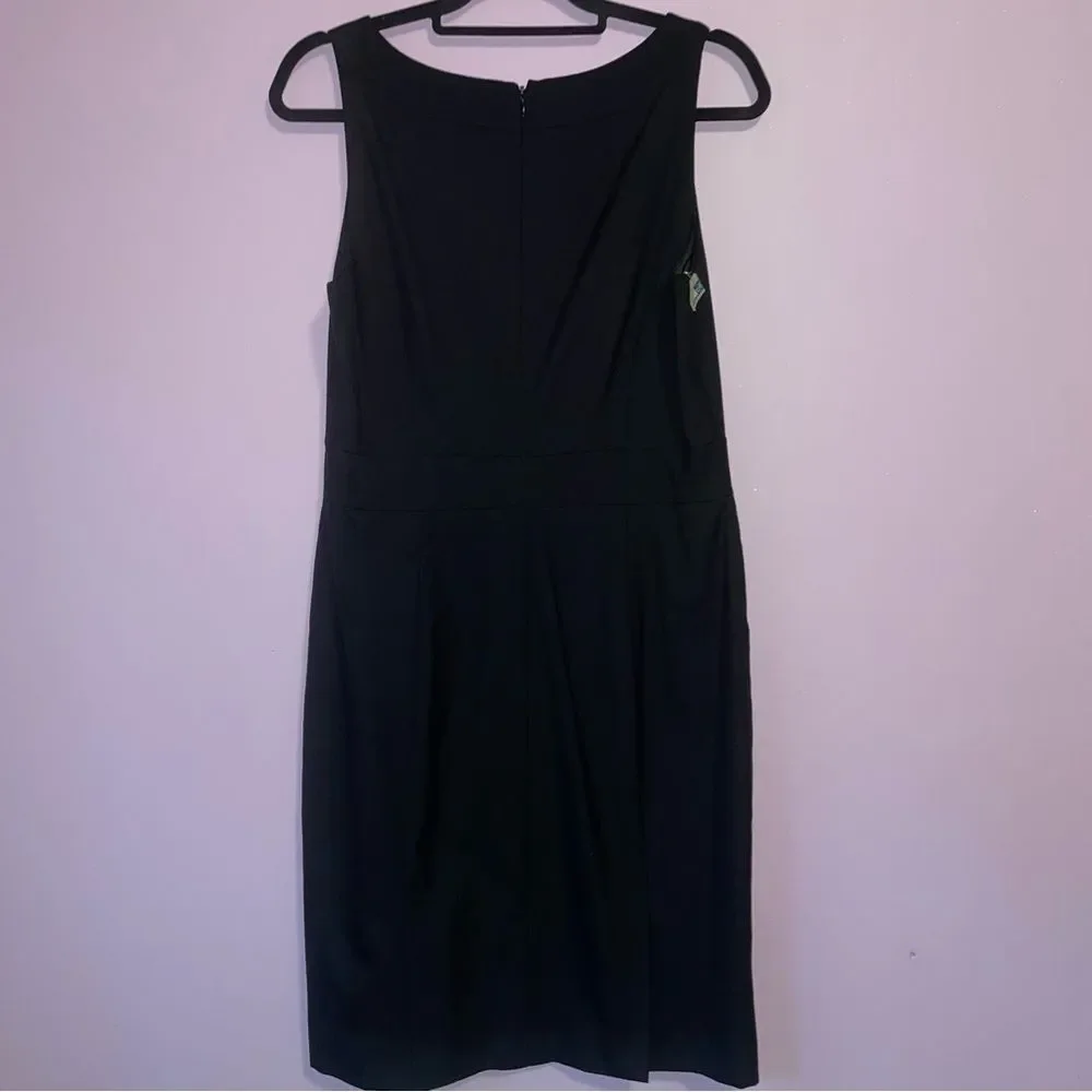 J Crew Size 10 Black Sheath Dress 100% Wool Sleeveless High Neck